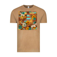 Western Horse Sunflowers Gemstone Seamless Pattern Vintage Tee | Teevron