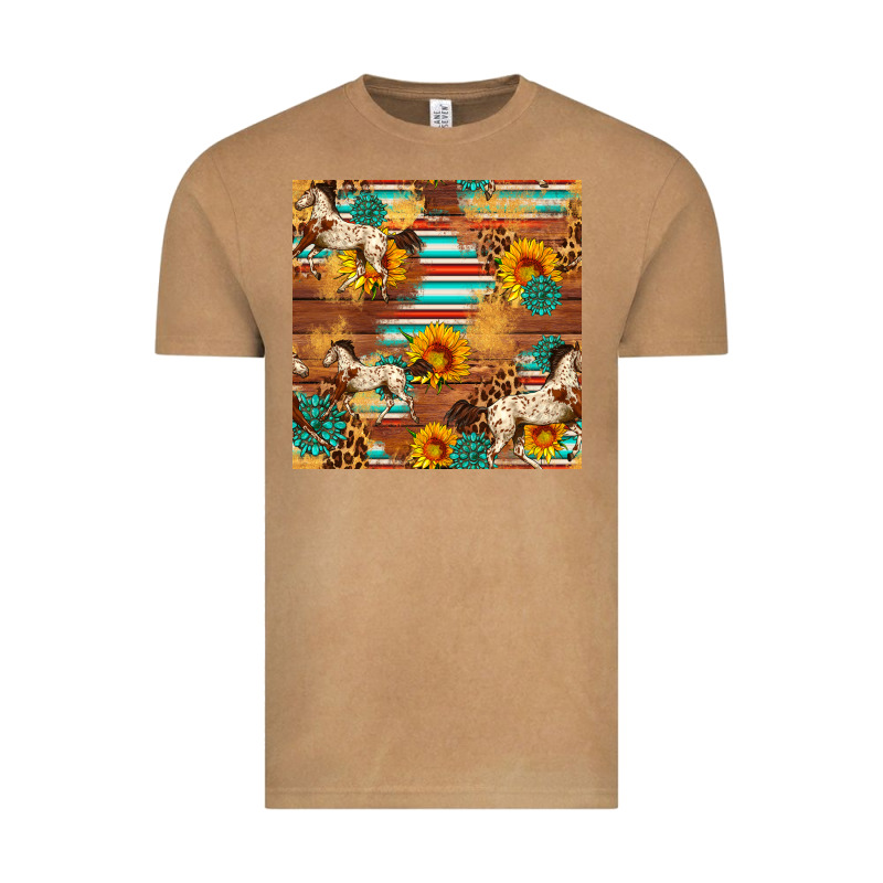 Western Horse Sunflowers Gemstone Seamless Pattern Vintage Tee by FaDigitalArtStudio | Teevron