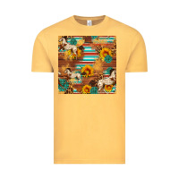 Vintage Mustard Western Horse Sunflowers Gemstone Seamless Pattern Vintage Tee - FaDigitalArtStudio