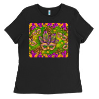 Black Mardi Gras masks and coins tumbler Ladies Tee - HowdyJamesFarm