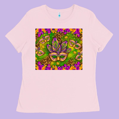 Mardi Gras Masks And Coins Tumbler Ladies Tee Designed By Howdyjamesfarm