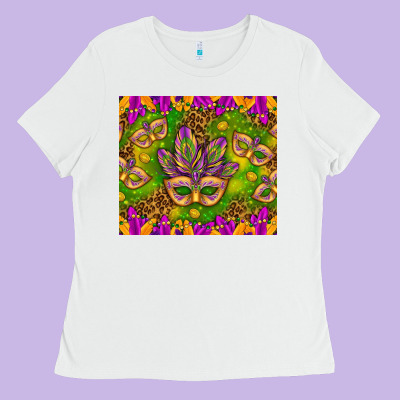 Mardi Gras Masks And Coins Tumbler Ladies Tee Designed By Howdyjamesfarm