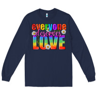 Navy Everyone Deserves Love Pride Lgbtq Long Sleeve Tee - BundleAndBundleShop