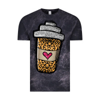 Cloud Black leopard glitter coffee cup Vintage Tee - Jasminsmagicworld