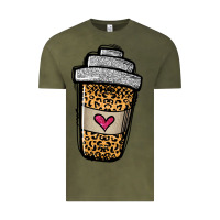 Vintage Olive leopard glitter coffee cup Vintage Tee - Jasminsmagicworld