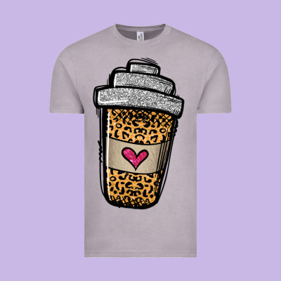 Leopard Glitter Coffee Cup Vintage Tee Designed By Jasminsmagicworld