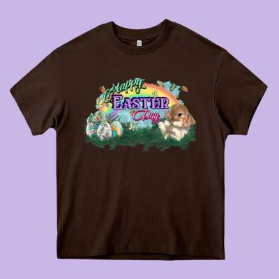 Happy Easter Day Rainbow Heavy Core Tee Designed By Howdyjamesfarm