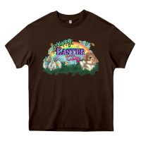 Chocolate Brown Happy Easter Day rainbow Heavy Core Tee - HowdyJamesFarm