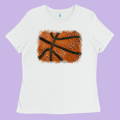 Basketball Leopard Glitter Background Ladies Tee Designed By Howdyjamesfarm
