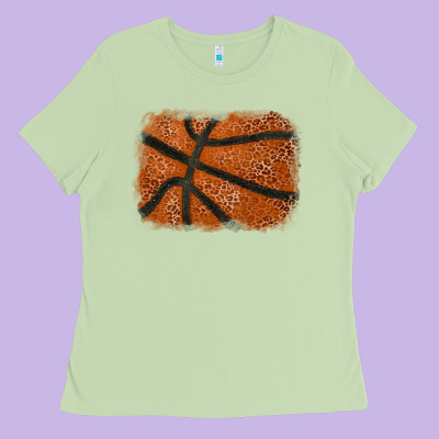 Basketball Leopard Glitter Background Ladies Tee Designed By Howdyjamesfarm