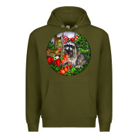 Army Green Christmas Raccoon Premium Hoodie - LillyAllenDesigns