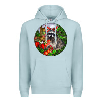 Blue Mist Christmas Raccoon Premium Hoodie - LillyAllenDesigns