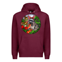 Burgundy Christmas Raccoon Premium Hoodie - LillyAllenDesigns