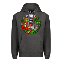 Charcoal Heather Christmas Raccoon Premium Hoodie - LillyAllenDesigns