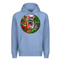 Colony Blue Christmas Raccoon Premium Hoodie - LillyAllenDesigns