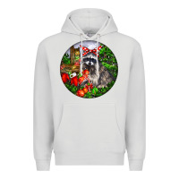 Dove Grey Christmas Raccoon Premium Hoodie - LillyAllenDesigns