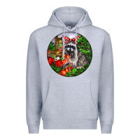 Heather Grey Christmas Raccoon Premium Hoodie - LillyAllenDesigns