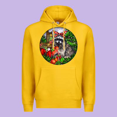 Christmas Raccoon Premium Hoodie Designed By Lillyallendesigns