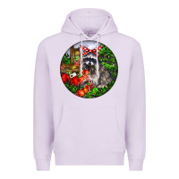 Lilac Christmas Raccoon Premium Hoodie - LillyAllenDesigns
