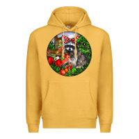 Mustard Christmas Raccoon Premium Hoodie - LillyAllenDesigns