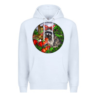 White Christmas Raccoon Premium Hoodie - LillyAllenDesigns