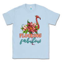 Dusty Blue flamingo flocking fabulous Classic Tee - Artiststas