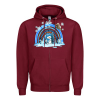 Burgundy winter   rainbow and snowman Zipper Hoodie - AdoDesignShop