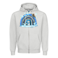 Dove Grey winter   rainbow and snowman Zipper Hoodie - AdoDesignShop