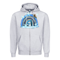 Heather Grey winter   rainbow and snowman Zipper Hoodie - AdoDesignShop