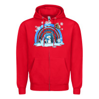 Red winter   rainbow and snowman Zipper Hoodie - AdoDesignShop