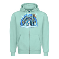 Seafoam winter   rainbow and snowman Zipper Hoodie - AdoDesignShop