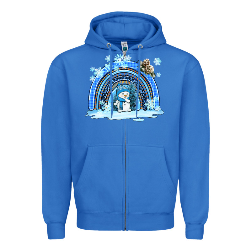 Winter   Rainbow And Snowman Zipper Hoodie by AdoDesignShop | Teevron