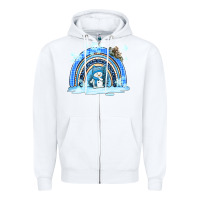 White winter   rainbow and snowman Zipper Hoodie - AdoDesignShop