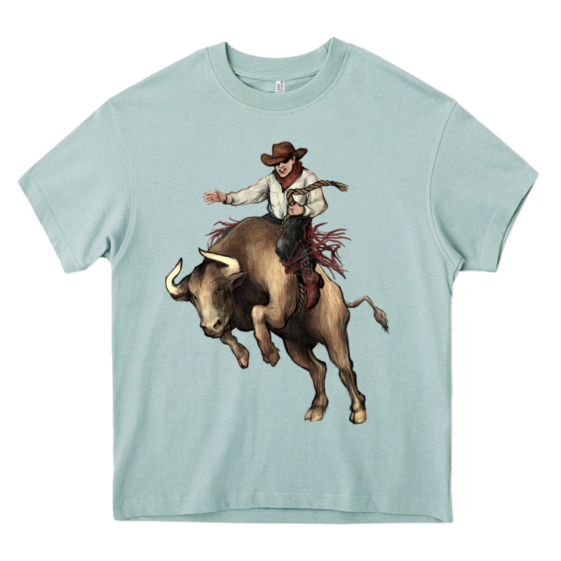 Cowboy Bull Rodeo Heavy Core Tee by HowdyJamesFarm | Teevron