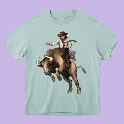 Cowboy Bull Rodeo Heavy Core Tee Designed By Howdyjamesfarm