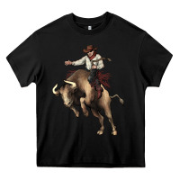 Black Cowboy bull rodeo Heavy Core Tee - HowdyJamesFarm