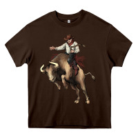 Chocolate Brown Cowboy bull rodeo Heavy Core Tee - HowdyJamesFarm