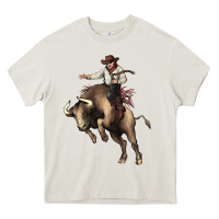 Cream Cowboy bull rodeo Heavy Core Tee - HowdyJamesFarm