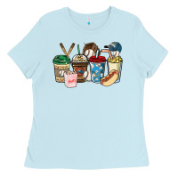 Baby Blue Baseball coffee cups Ladies Tee - HowdyJamesFarm