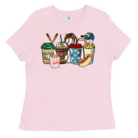 Bubblegum Pink Baseball coffee cups Ladies Tee - HowdyJamesFarm