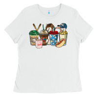 White Baseball coffee cups Ladies Tee - HowdyJamesFarm
