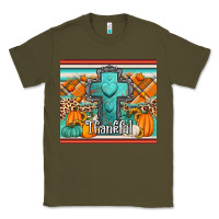 Army Green fall thankfull cross Classic Tee - Jasminsmagicworld