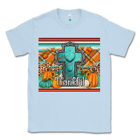 Dusty Blue fall thankfull cross Classic Tee - Jasminsmagicworld