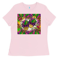 Bubblegum Pink Mardi Gras masks tumbler Ladies Tee - HowdyJamesFarm