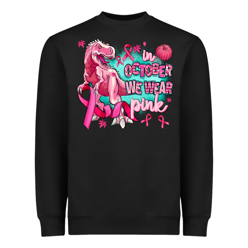 Dinosaur  In October We Wear Pink Heavyweight Sweatshirt by AdoDesignShop | Teevron