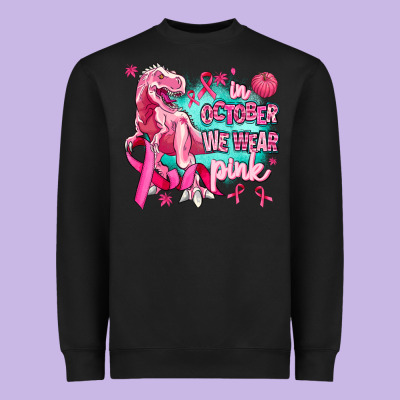Dinosaur  In October We Wear Pink Heavyweight Sweatshirt Designed By Adodesignshop