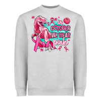 Heather Grey dinosaur  in october we wear pink Heavyweight Sweatshirt - AdoDesignShop