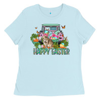 Baby Blue Happy Easter Day Ladies Tee - CowGirlArtShop