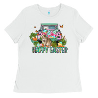 White Happy Easter Day Ladies Tee - CowGirlArtShop