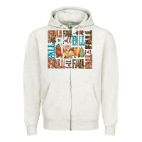 Oatmeal Heather fall fall  amd pumpkins Zipper Hoodie - AdoDesignShop